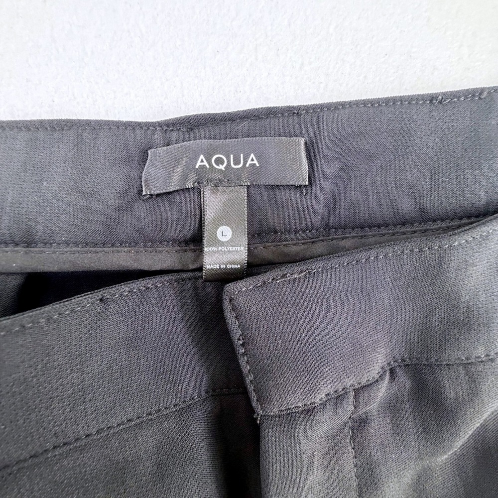 AQUA The New 9-5 Black Wide Leg Pants High Rise Trouser Large Bloomingdale's NWT - Picture 8 of 13